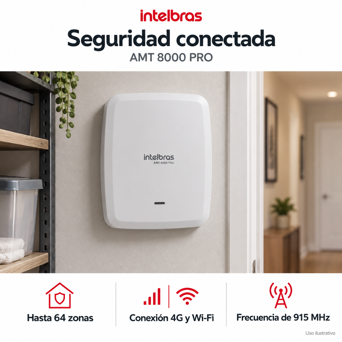 Central de alarma inalámbrica Intelbras AMT 8000 PRO: ejemplo de uso y funciones principales. Imagen ilustrativa.