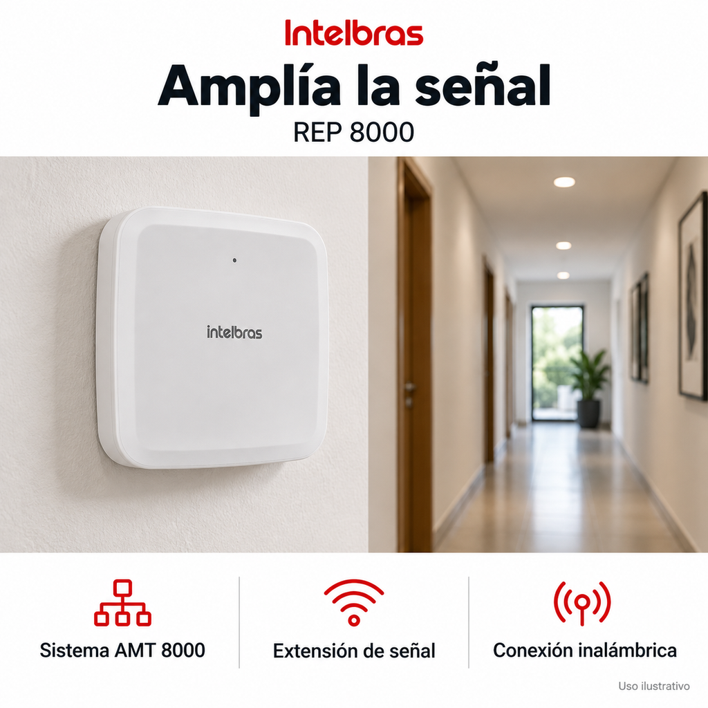 Repetidor de señal Intelbras REP 8000: ejemplo de uso y funciones principales. Imagen ilustrativa.