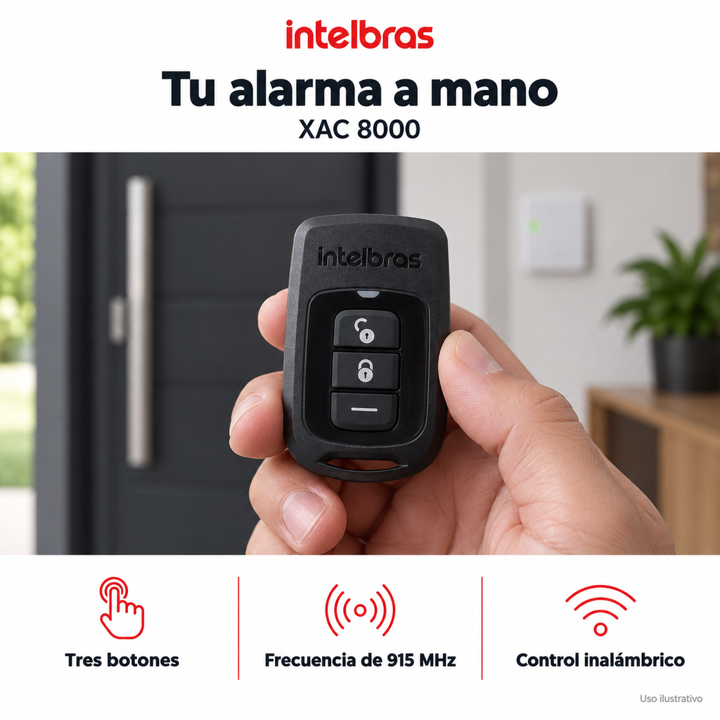 Control remoto Intelbras XAC 8000: ejemplo de uso y funciones principales. Imagen ilustrativa.