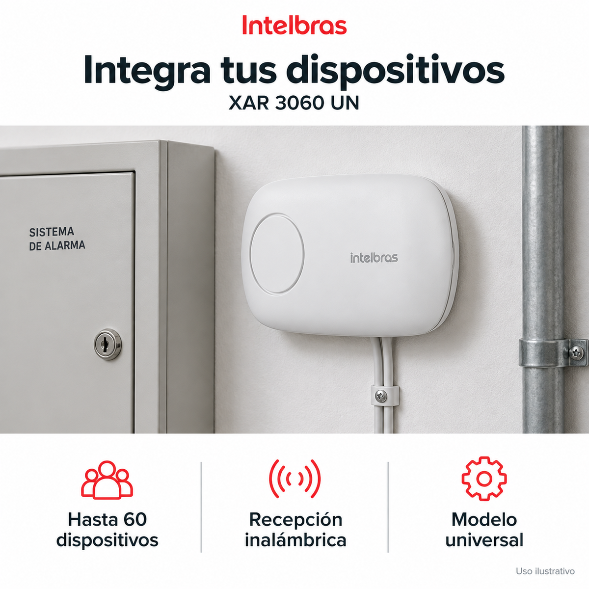 Receptor inalámbrico Intelbras XAR 3060 UN: ejemplo de uso y funciones principales. Imagen ilustrativa.