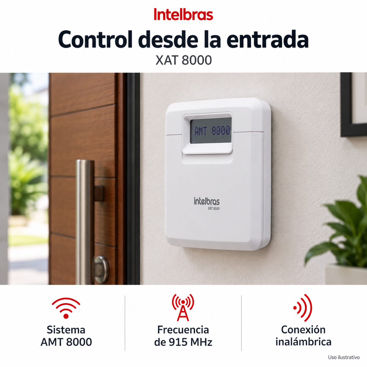 Teclado inalámbrico Intelbras XAT 8000: ejemplo de uso y funciones principales. Imagen ilustrativa.