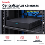 NVR PoE Uniarch de 8 canales NVR-108S3-P8-ECO: ejemplo de uso y funciones principales. Imagen ilustrativa.