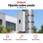 Soporte para poste Uniarch TR-UP08-A-IN: ejemplo de uso y funciones principales. Imagen ilustrativa.