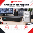 Kit NVR Uniarch con disco de 2 TB NVR-116E2 + Toshiba 2 TB: ejemplo de uso y funciones principales. Imagen ilustrativa.